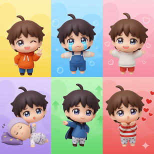 Create playful chibi-style figurines in different