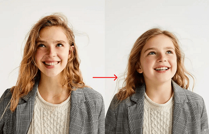 Change the age of the person in the photo to 5 yea