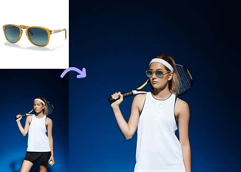 Put sunglasses on the model