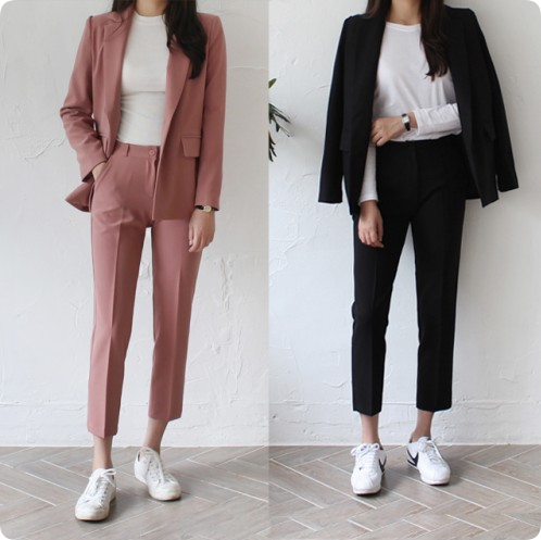 블랙 여자셋업수트 착용샷 1