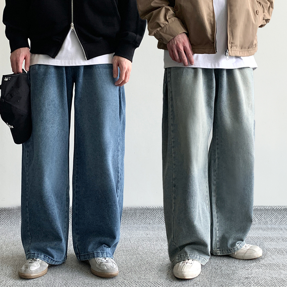 1+1 남자와이드청바지 통청바지 진청바지 벌룬데님