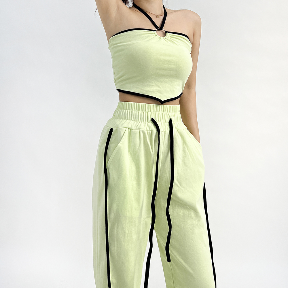 쿨쿨 오링 홀터탑 페스티벌룩 와이드팬츠 투피스 세트 3color