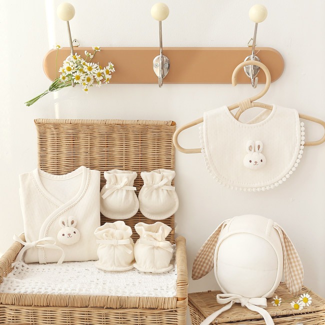 오가닉 토토 아기 토끼 배냇저고리 만들기 세트 내추럴 태교바느질 DIY 사계절용 여름 선택