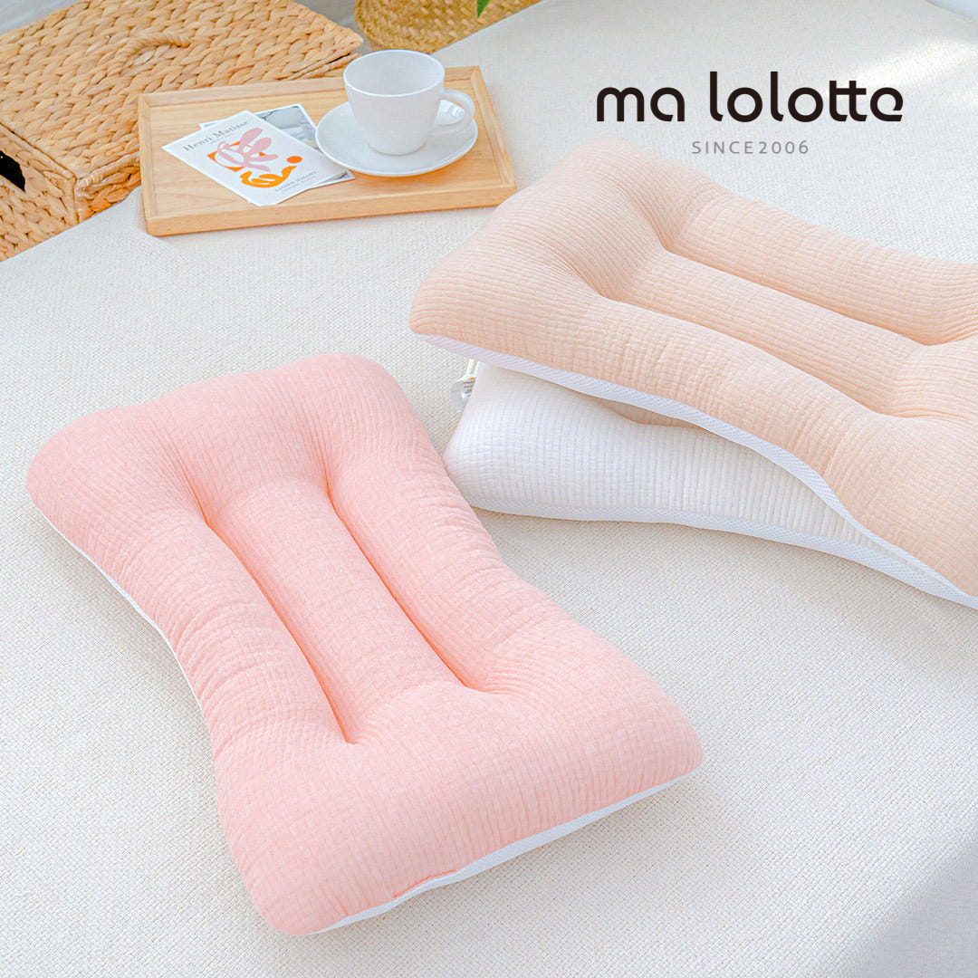 마롤로뜨 어린이 경추베개 3중거즈 자가드 키즈 주니어 낮은베개 핑크