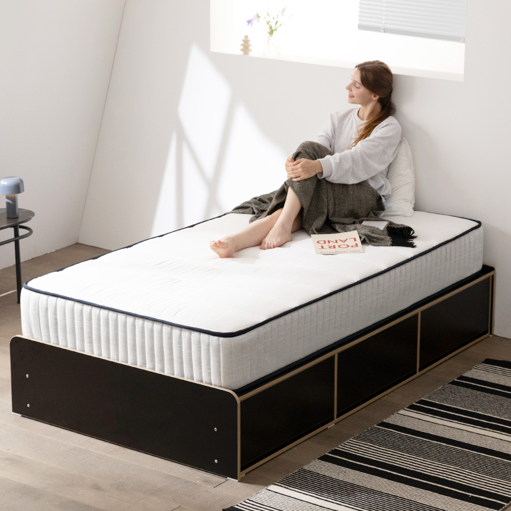 헤이즈 허리디스크 알러지케어 본넬스프링 침대 매트리스[방수커버EVENT] S(싱글), 타이트탑(22cm)_네이비