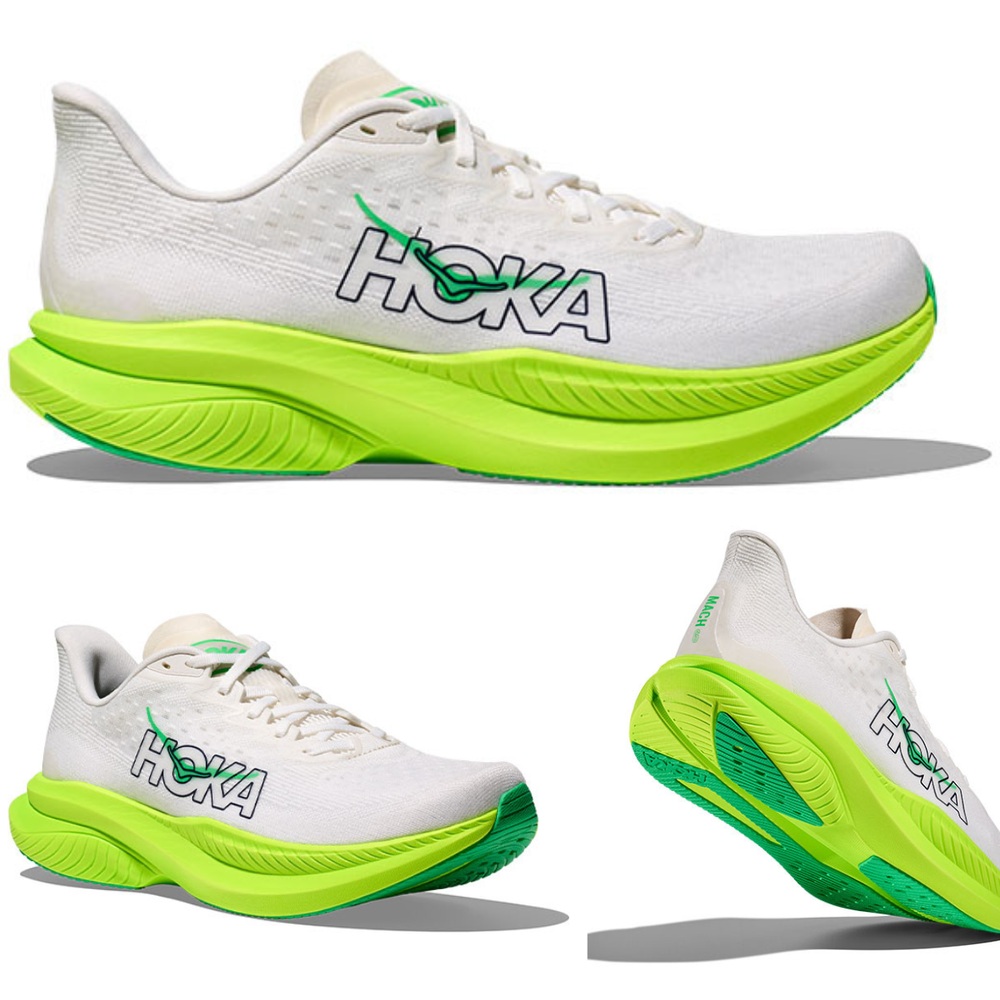 호카 마하 6 남성 러닝화 화이트 쿠션 반발력 경량 안정감 1147790-WNL