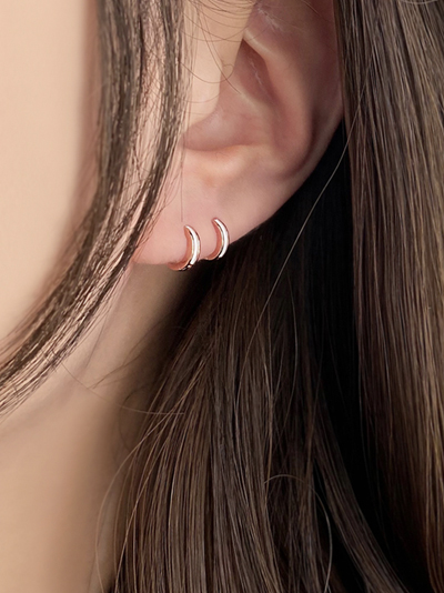 (무배) 로즈골드 써지컬 에폭시 라인 초미니 피어싱 링귀걸이