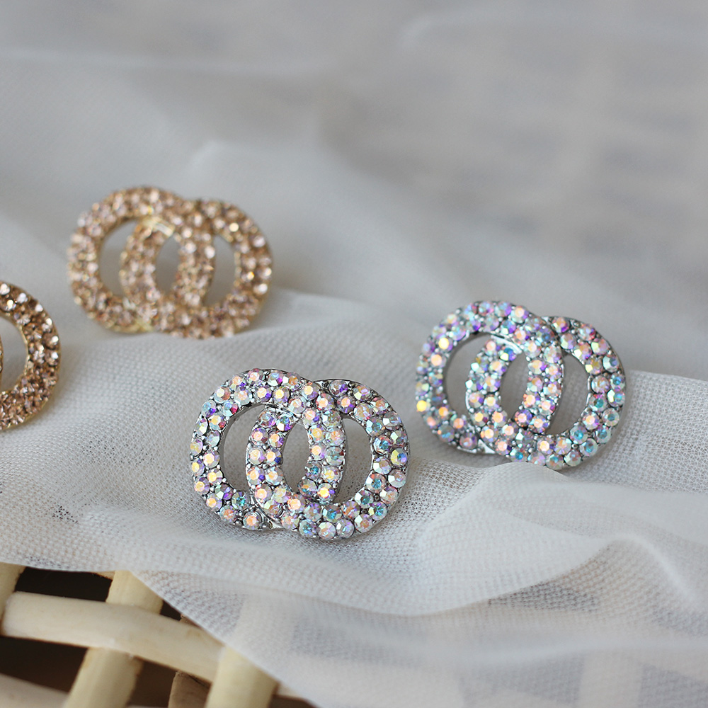 코코블링 트윈 써클  큐빅 볼드 포인트 귀걸이