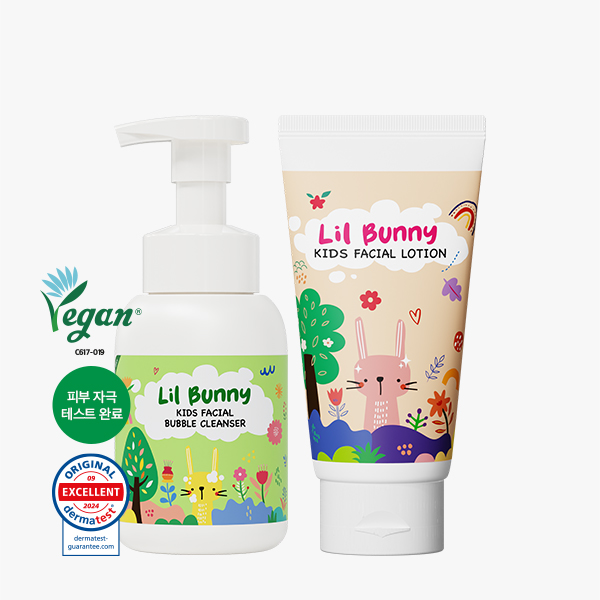 와프랩 릴 바니 키즈 저자극 페이셜 케어 세트(버블 클렌저 + 페이셜로션)