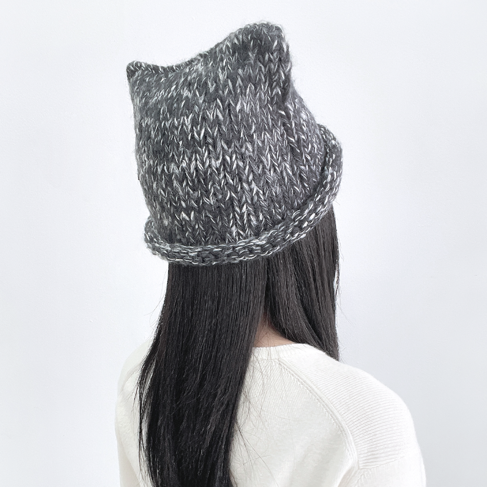 데시 캣 고양이 니트 여성 겨울 방한 털 비니