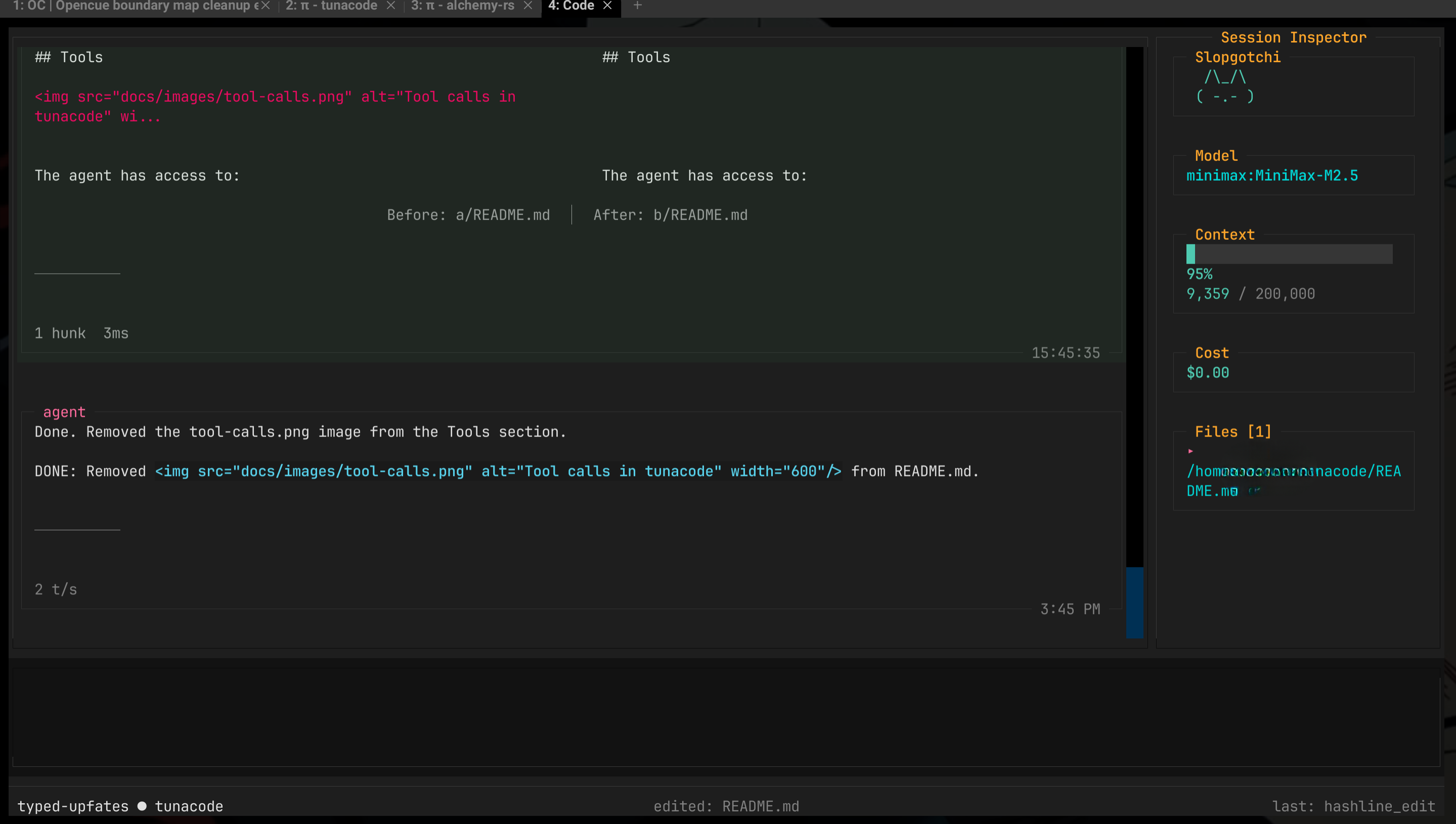 hashline-edit tool in tunacode