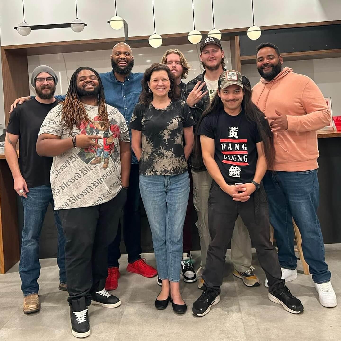 Left to right: Logan Peters, Ty Funny, Jonathan Silver, Joyce Liles, Matthew Lumbra, Jonny Blanko, Alex Zee, Dom Carr