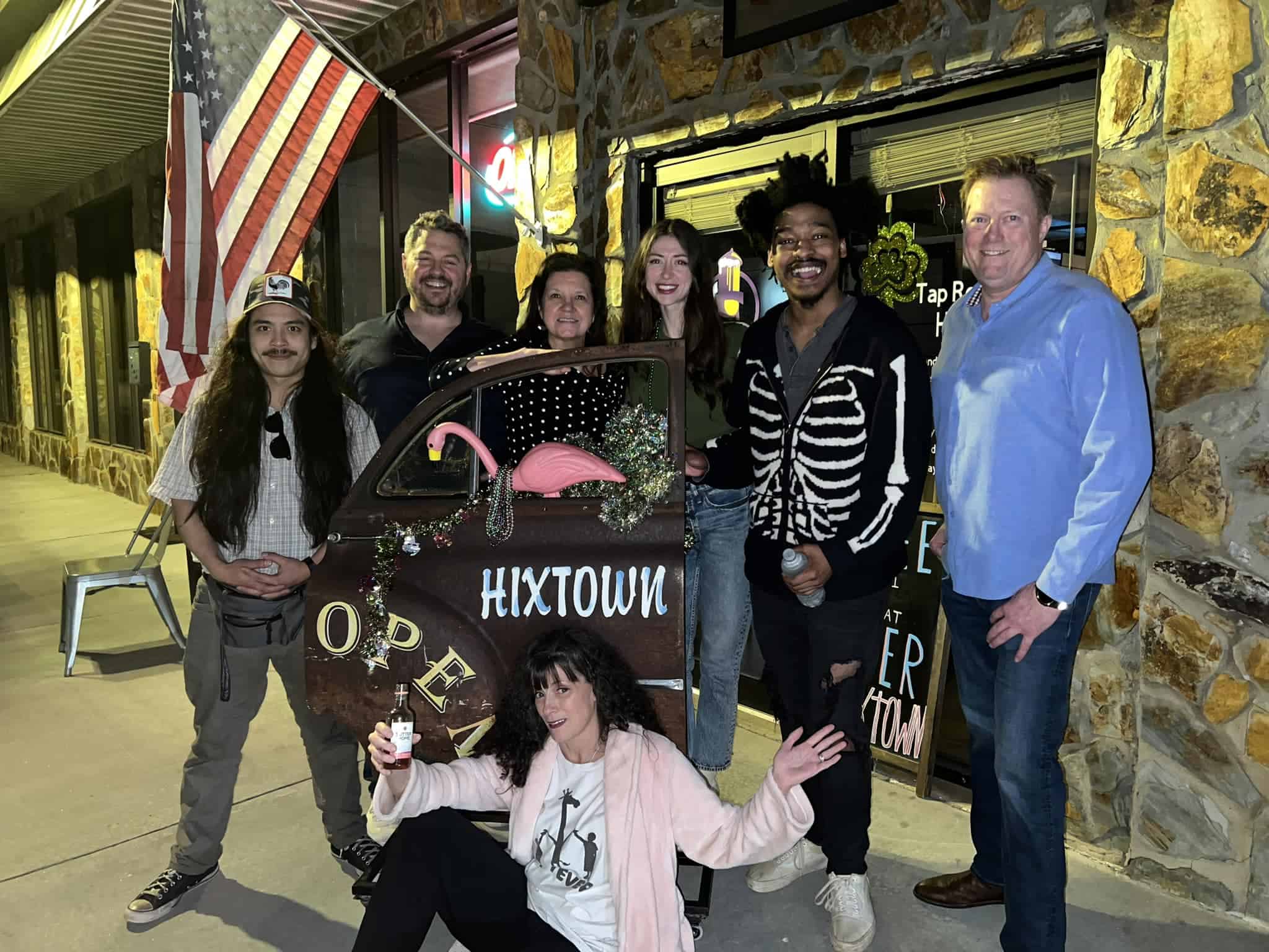 Left to right: Alex Zee, Dan Price, Joyce Liles, Sierra Moses, Jaylen Brown, Houston Dill. Bottom: Bobby Sutton