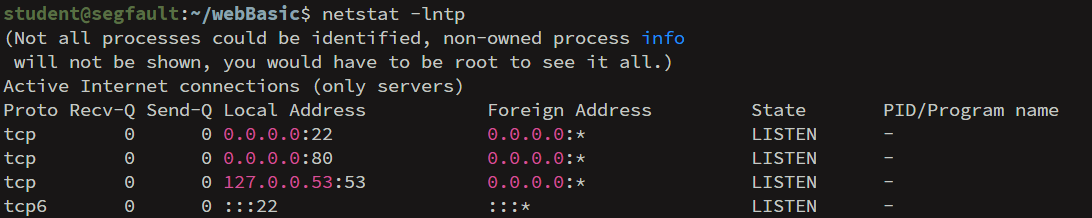 netstat -lntp