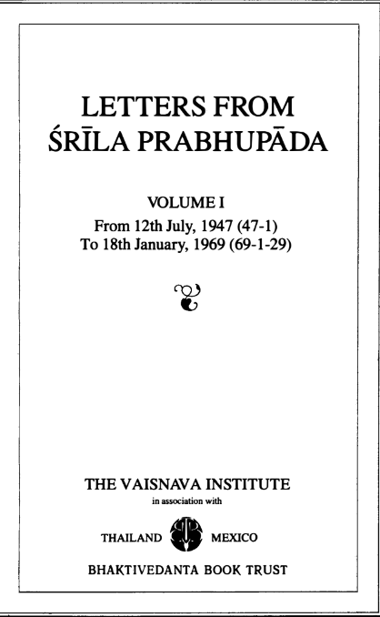 Letters from Srila PrabhuPada 1