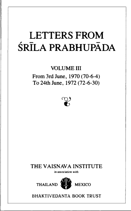 Letters from Srila PrabhuPada 3