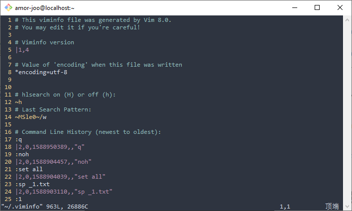.viminfo文件 .viminfo文件