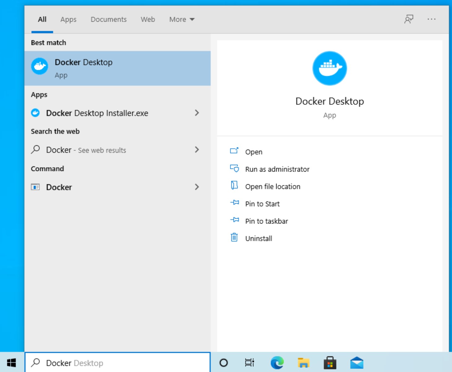 Launch Docker Desktop from the start menu