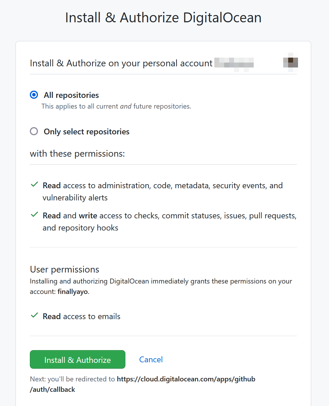Install and Authorize DigitalOcean on GitHub