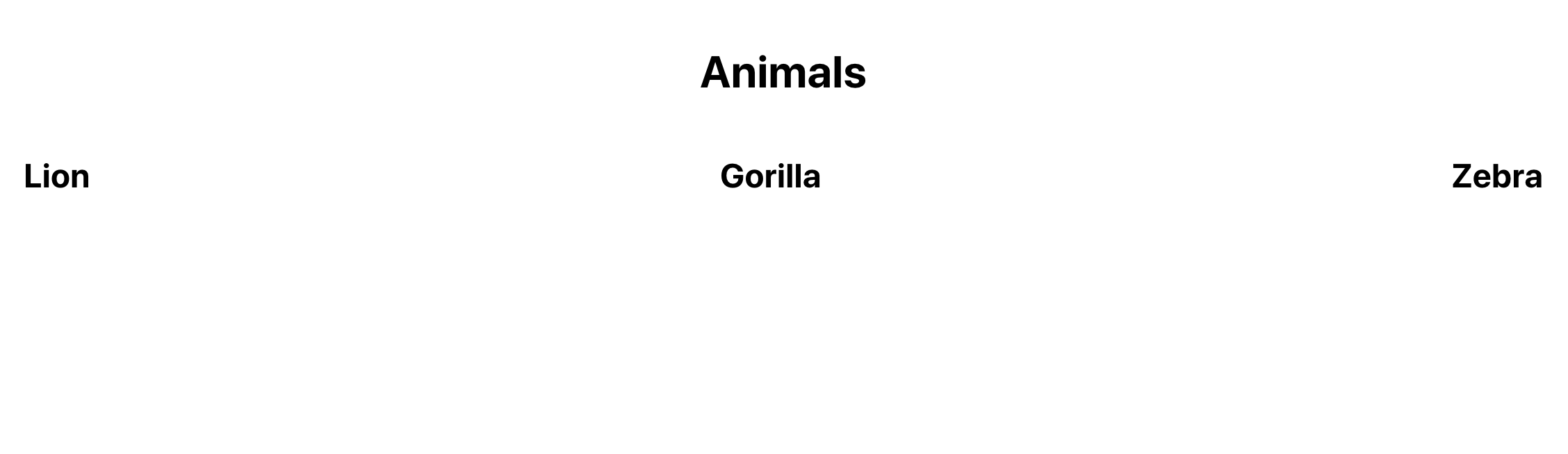 React projects with animal names rendered