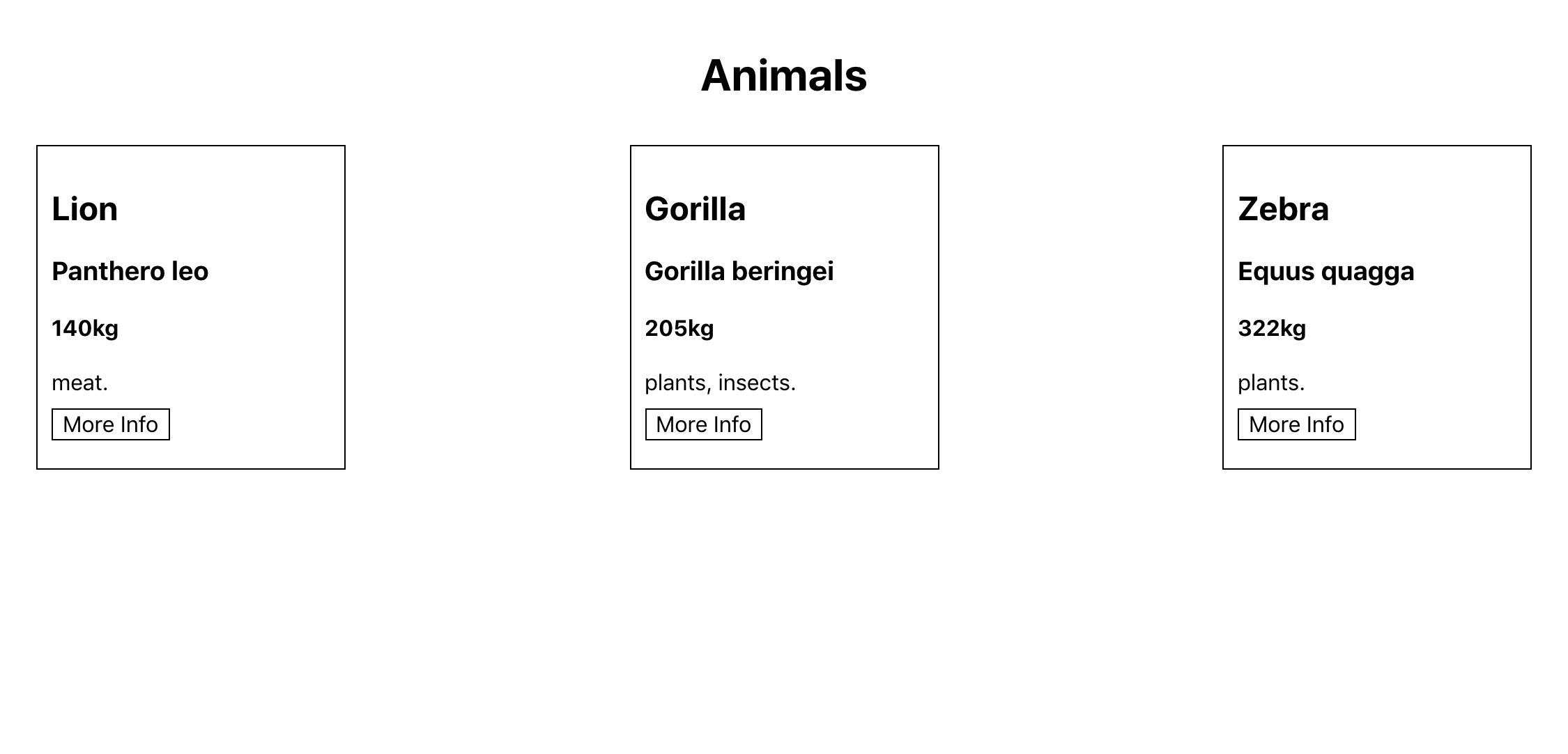 React project with styled animal cards
