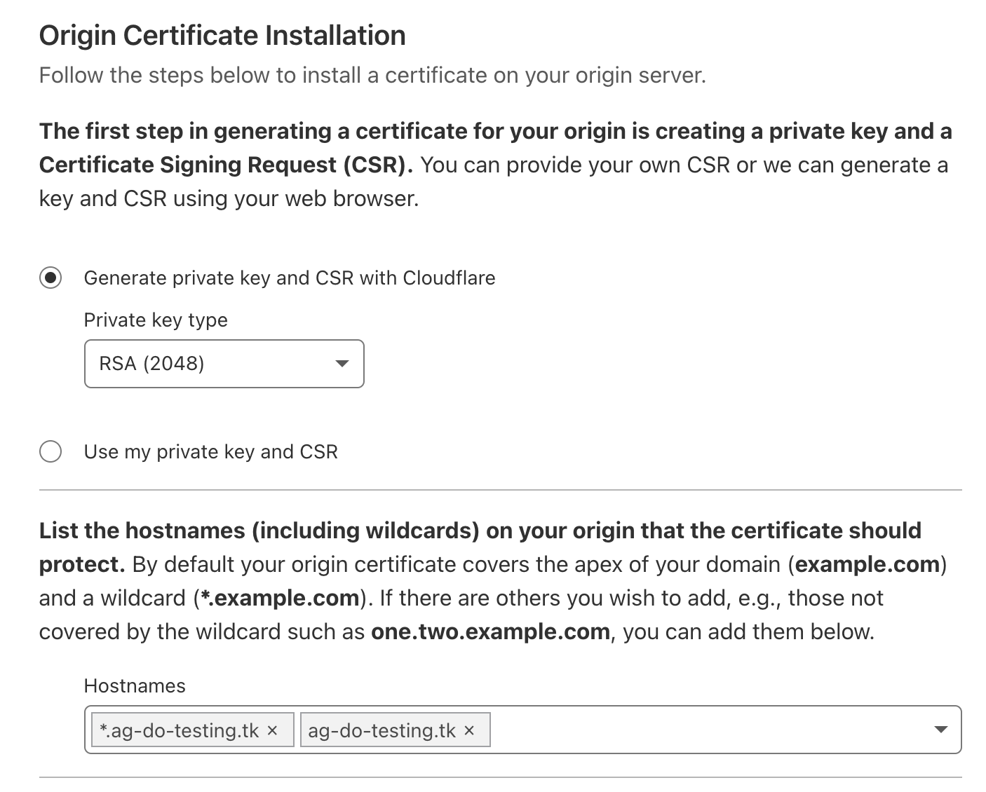 Origin CA GUI options