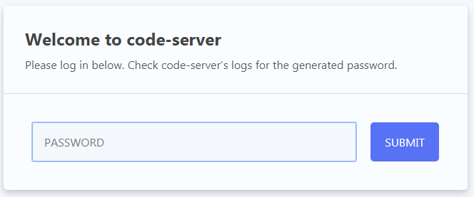 code-server login prompt