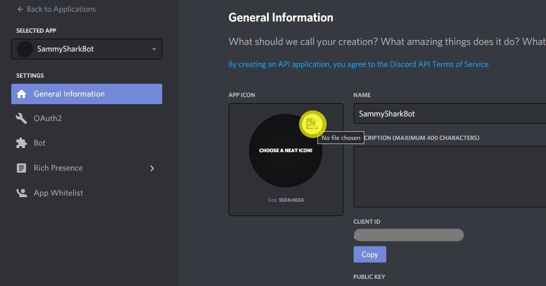 Add an optional icon for your bot