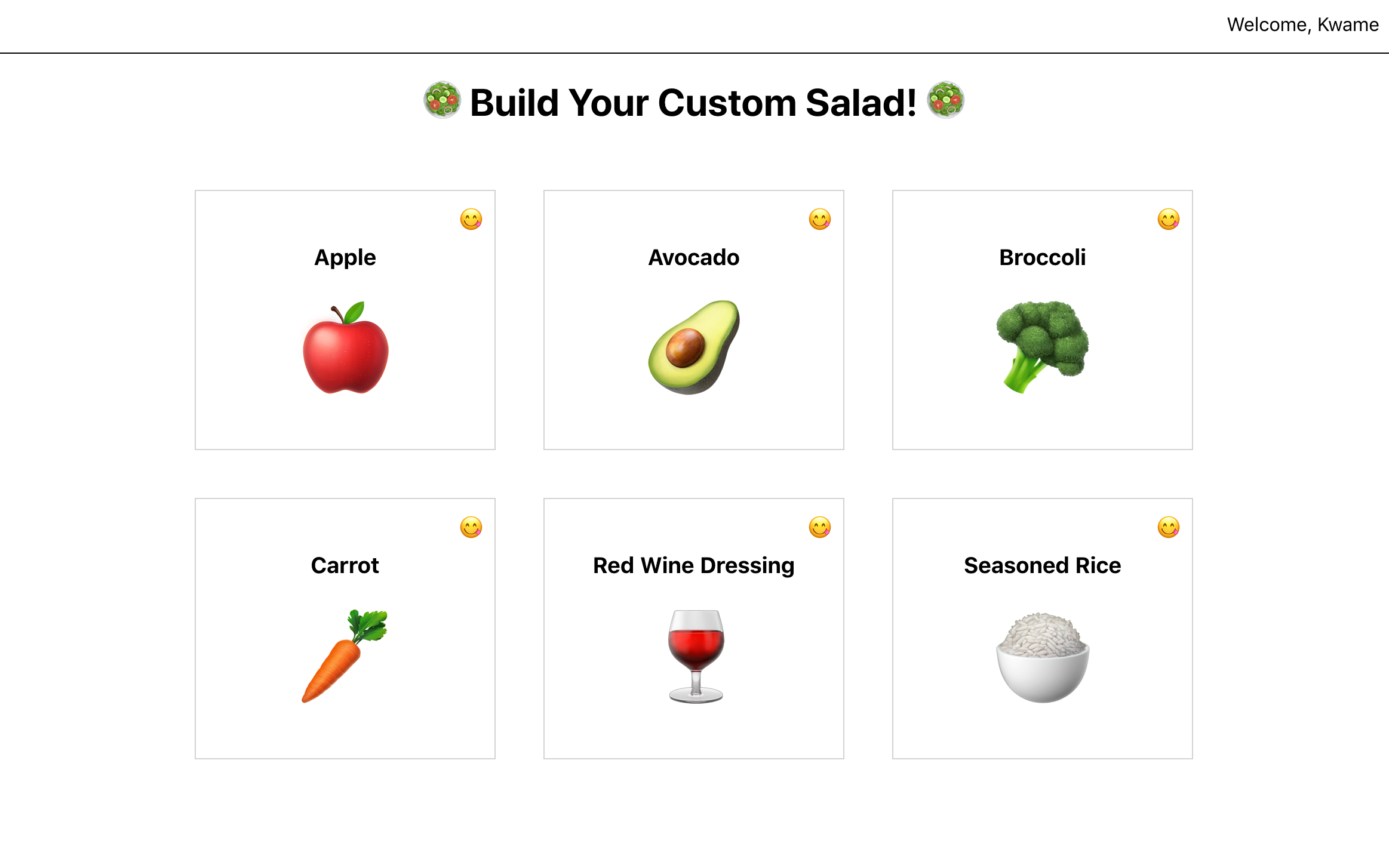 Salad Builder with Items