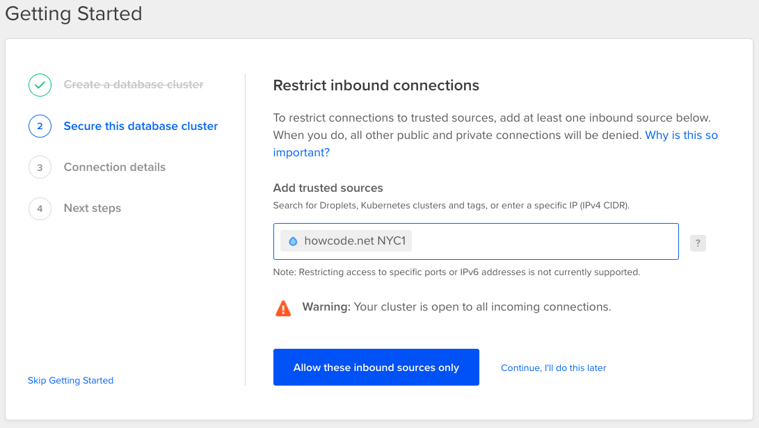 Create Database - Trusted sources