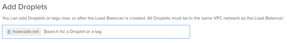 Create Load Balancer - Add Droplets