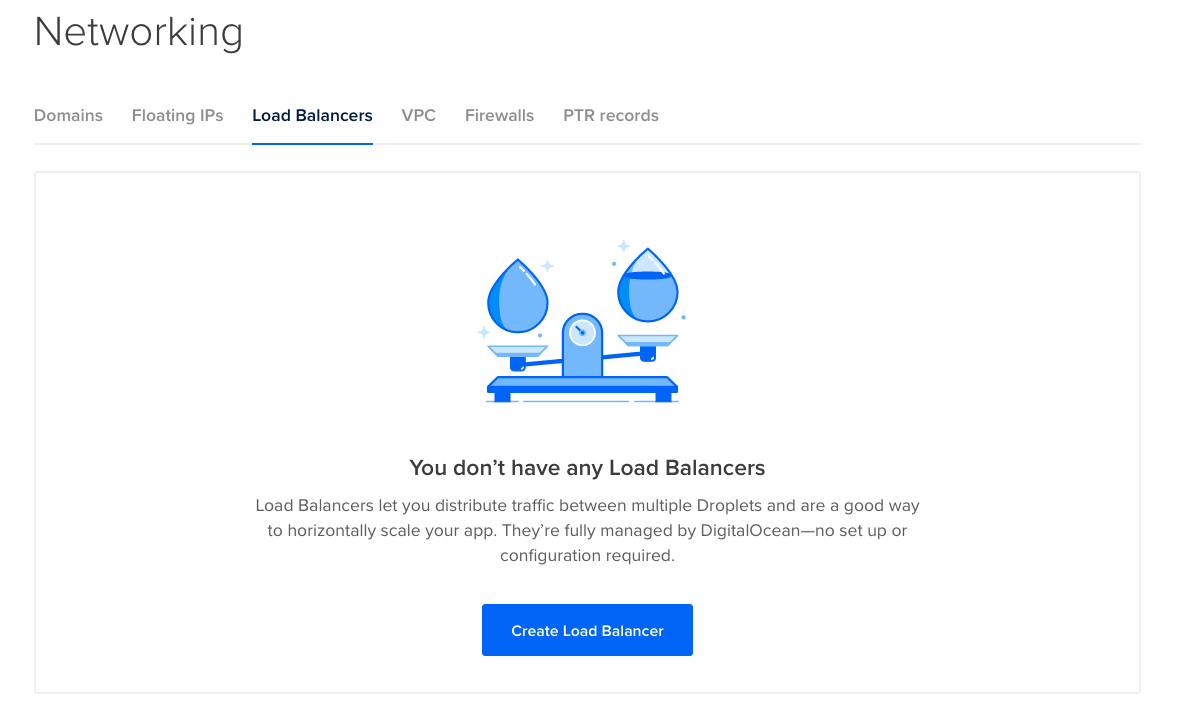 DigitalOcean Control Panel - Networking Tab