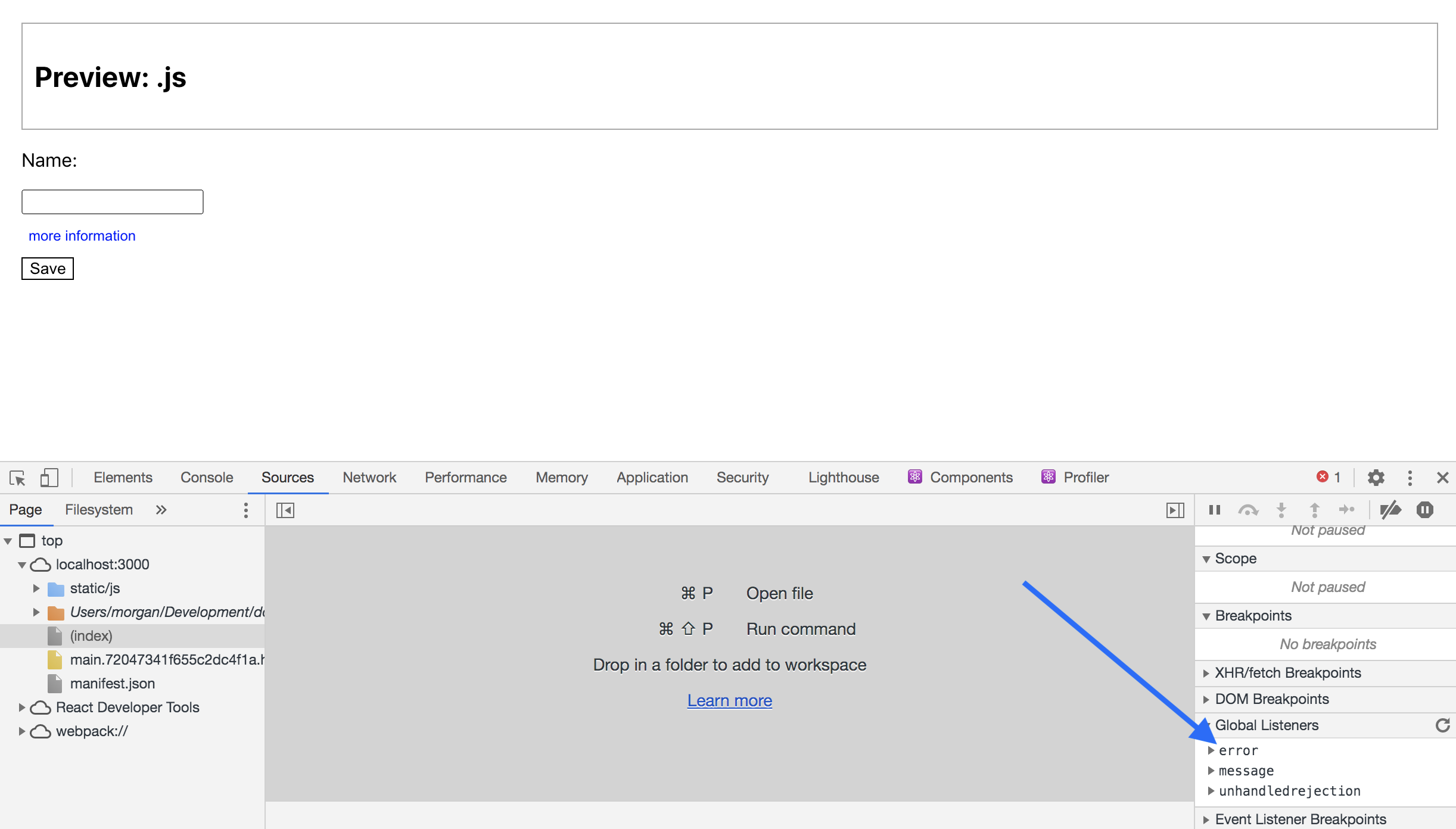 No click event listener