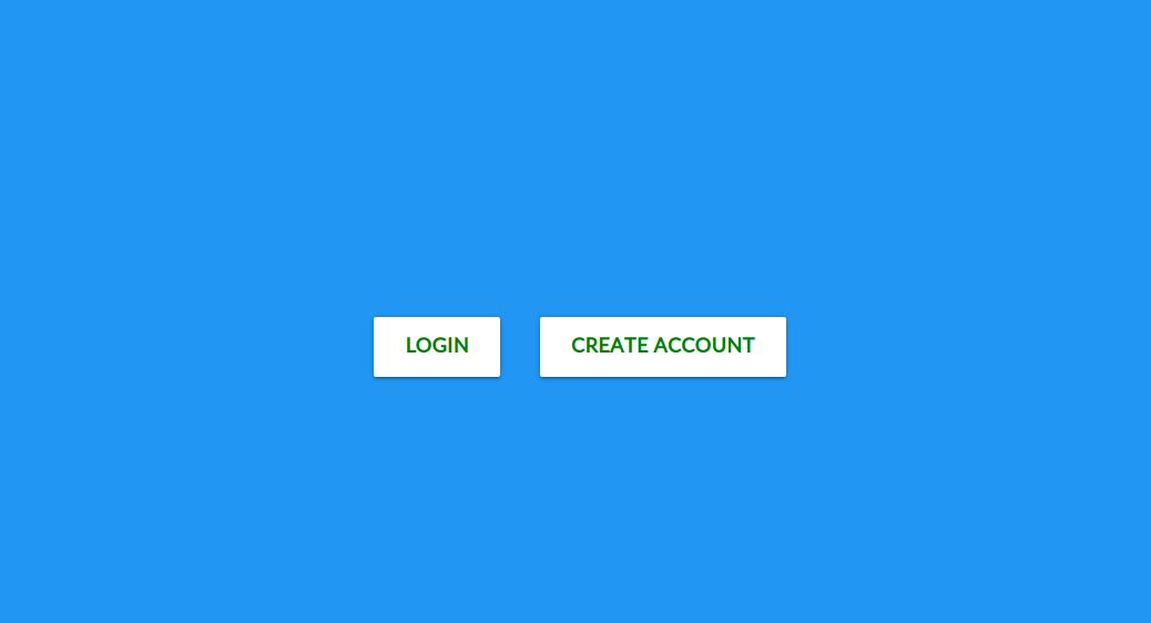 The index page of the sample web application, with two buttons labeled "login" and "create account".