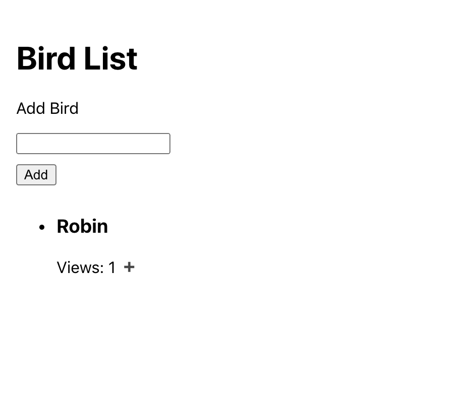 Bird watching app with form