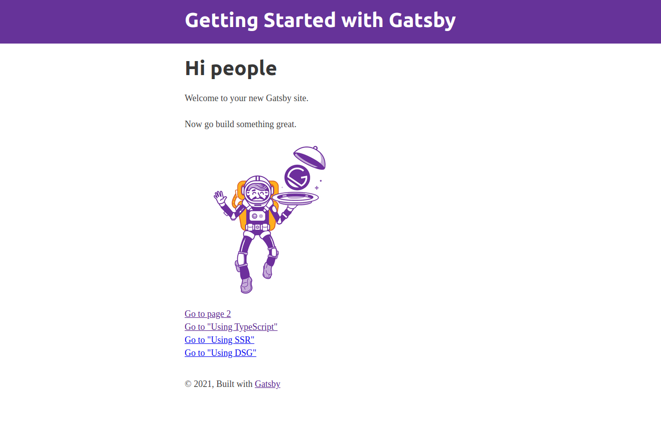 This is an image of the Gatsby homepage