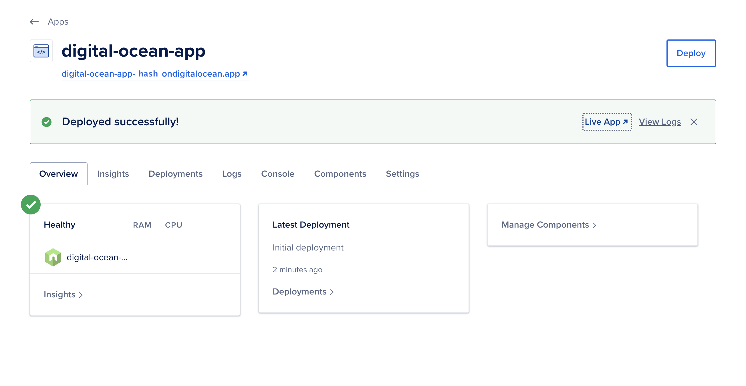 Deploy complete page