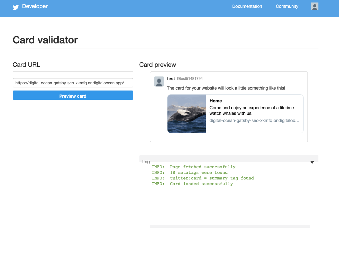 Twitter card validator