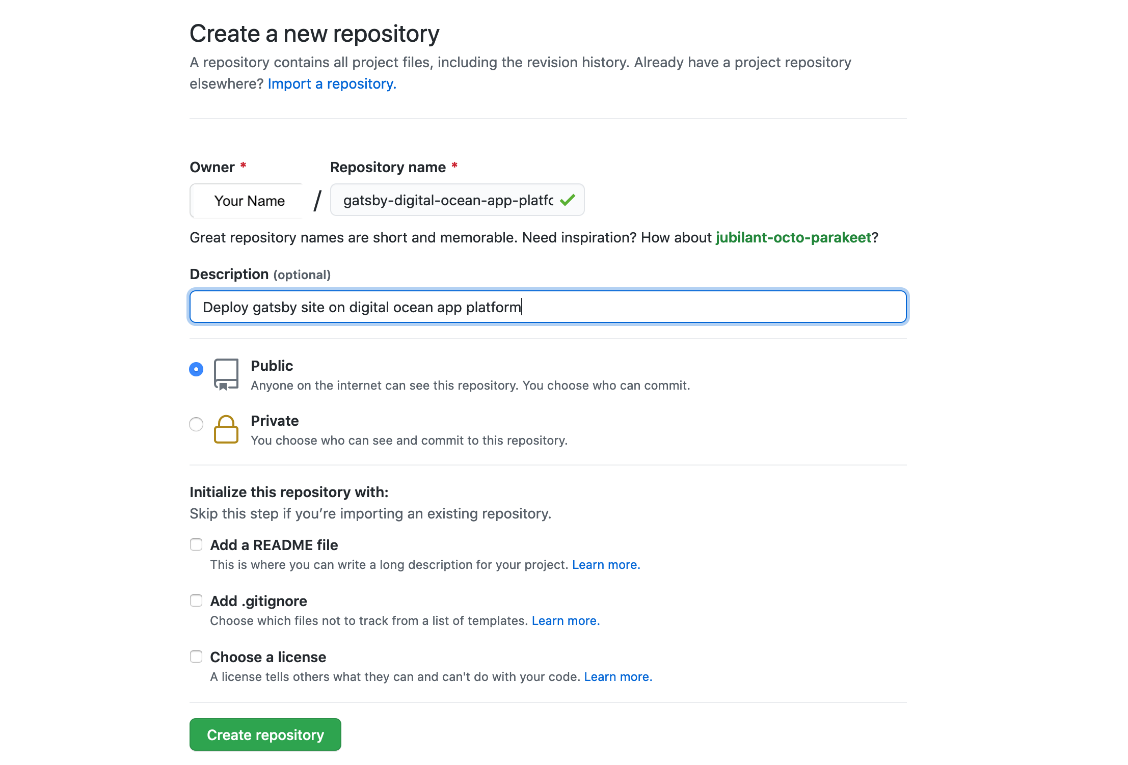 Creating a new github repo