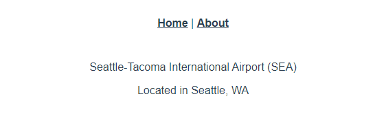 Informational page about the Seattle-Tacoma International Airport, including its abbreviation and location.