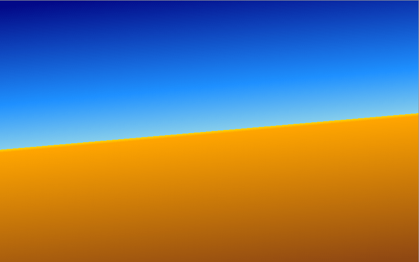 从深蓝到浅蓝的渐变色，随即变为黄色和橙色，然后逐渐变为浅棕色，就像沙漠的地平线。