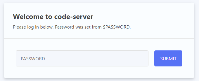 code-server login prompt