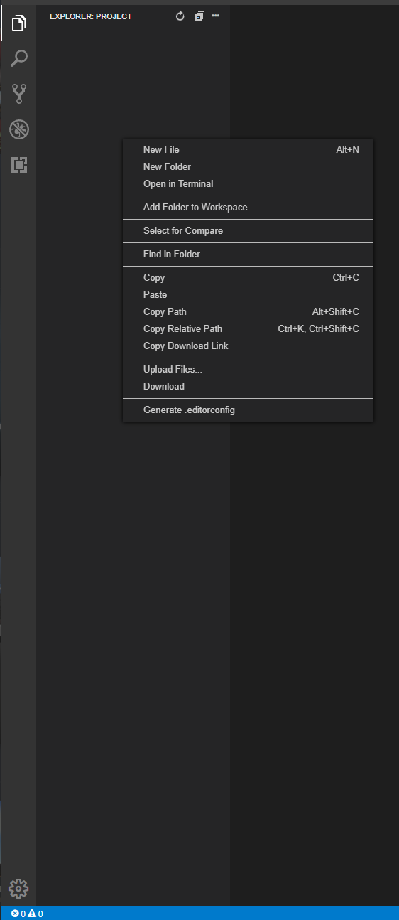 Eclipse Theia GUI - New Folder