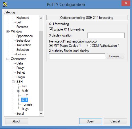 X11 Forwarding in PuTTY Configuration