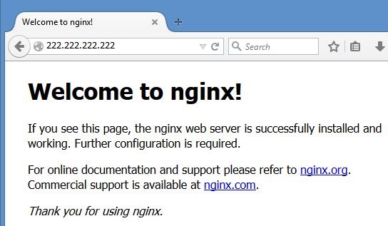 Default web page served by Nginx