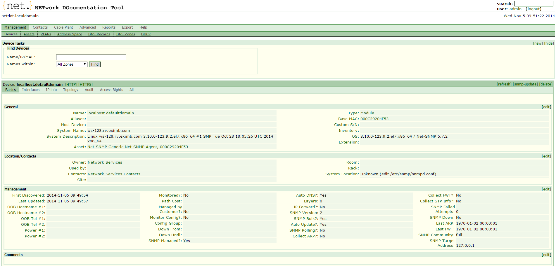 Basics tab