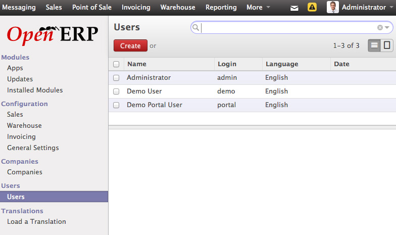 OpenERP User Management