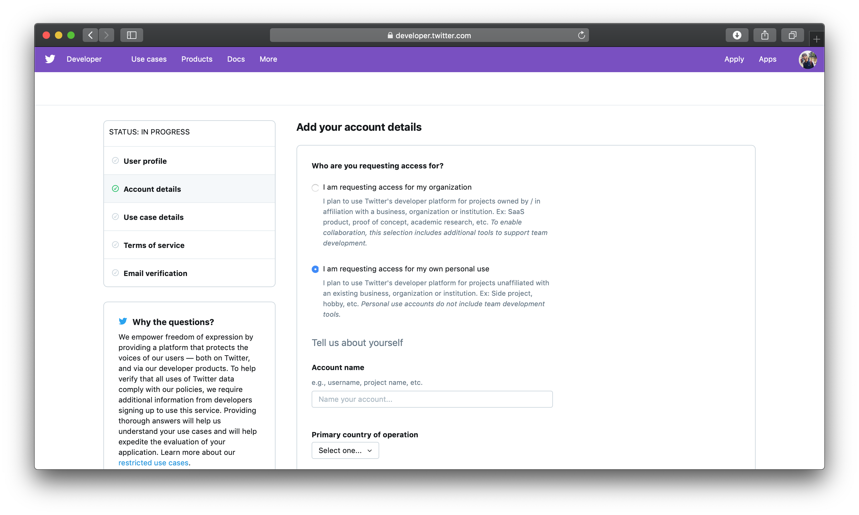Twitter API Personal Use
