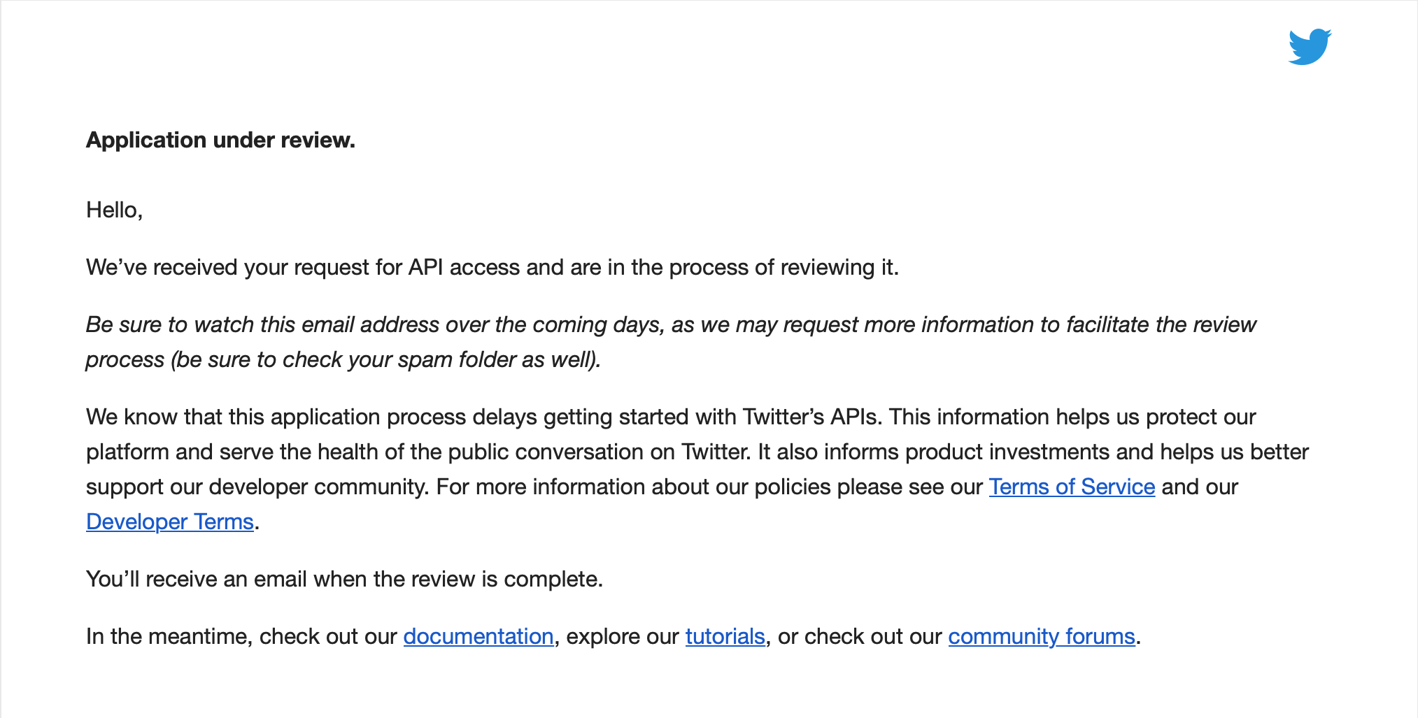 Application Review Email