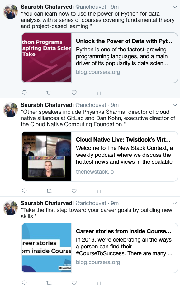 Programmatic Tweets posted